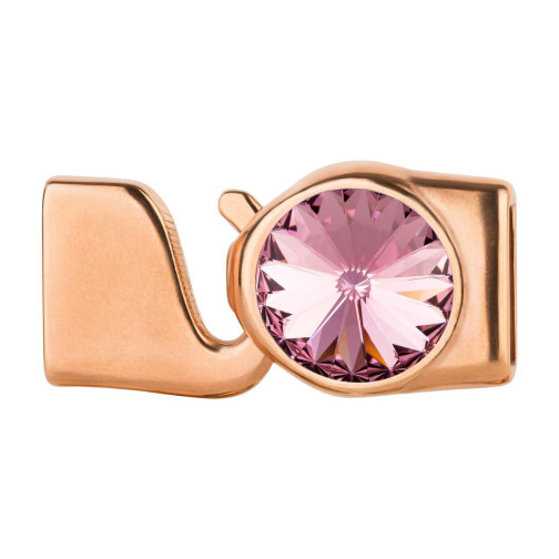 Chiusura a gancio con Rivoli 12mm Light Rose (ID 10x2) oro rosa 24K placcato oro rosa