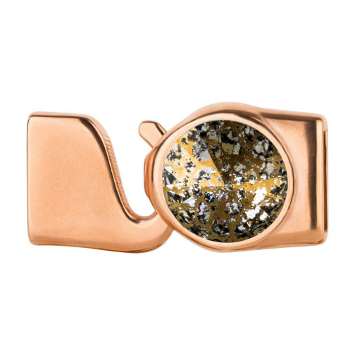 Hakenverschluss mit Rivoli 12mm Crystal Gold Patina (ID 10x2) rosegold 24K rosé vergoldet