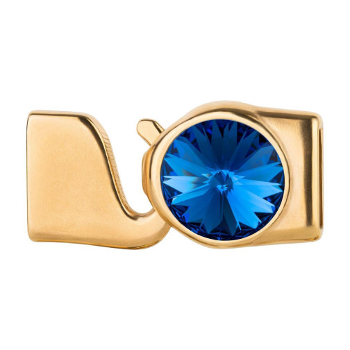 Hakenverschluss mit Rivoli 12mm Sapphire (ID 10x2) gold 24K vergoldet