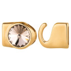 Hakenverschluss mit Rivoli 12mm Silk (ID 10x2) gold 24K vergoldet