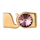 Cierre de gancho con Rivoli 12mm Crystal Antique Pink (ID 10x2) dorado 24K chapado en oro