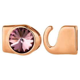 Haaksluiting met Rivoli 12mm Crystal Antique Pink (ID 10x2) rosegoud 24K rosé verguld