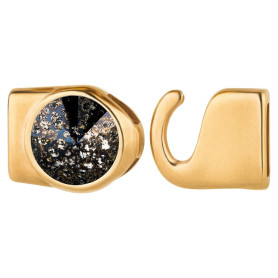 Haaksluiting met Rivoli 12mm Crystal Black Patina (ID 10x2) goud 24K verguld