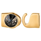 Haaksluiting met Rivoli 12mm Crystal Black Patina (ID 10x2) goud 24K verguld