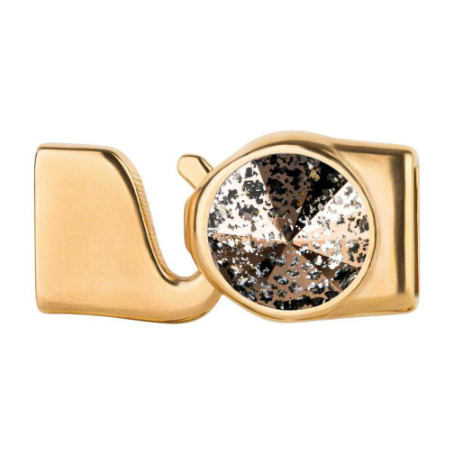 Hakenverschluss mit Rivoli 12mm Crystal Rose Patina (ID 10x2) gold 24K vergoldet