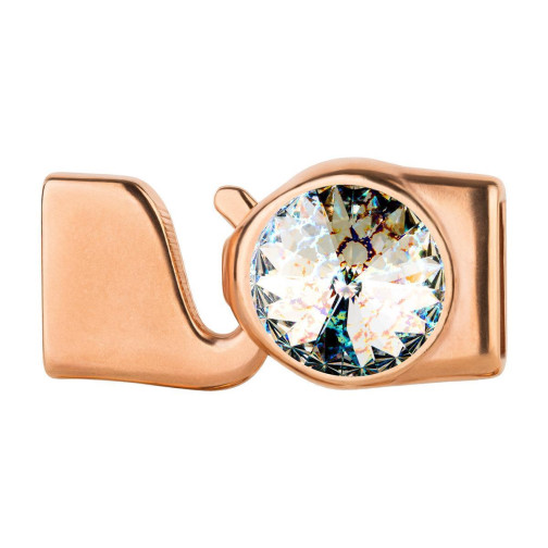 Hakenverschluss mit Rivoli 12mm Crystal White Patina (ID 10x2) rosegold 24K rosé vergoldet