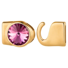 Hook clasp with Rivoli 12mm Rose (ID 10x2) gold 24K...