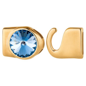 Cierre de gancho con Rivoli 12mm Light Sapphire (ID 10x2) dorado 24K chapado en oro