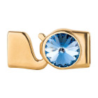 Cierre de gancho con Rivoli 12mm Light Sapphire (ID 10x2) dorado 24K chapado en oro