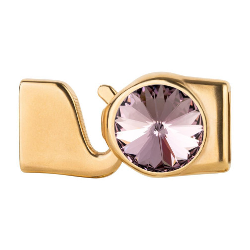 Cierre de gancho con Rivoli 12mm Light Amethyst (ID 10x2) dorado 24K chapado en oro