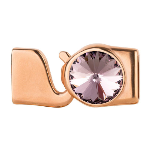 Cierre de gancho con Rivoli 12mm Light Amethyst (ID 10x2) oro rosa 24K chapado en oro rosa