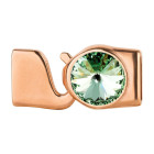 Hook clasp with Rivoli 12mm Chrysolite (ID 10x2) rose gold 24K rose gold-plated