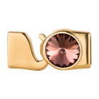 Hook clasp with Rivoli 12mm Blush Rose (ID 10x2) gold 24K gold-plated