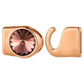 Hook clasp with Rivoli 12mm Blush Rose (ID 10x2) rose gold 24K rose gold-plated