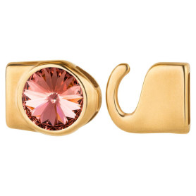 Hook clasp with Rivoli 12mm Rose Peach (ID 10x2) gold 24K...