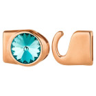 Cierre de gancho con Rivoli 12mm Light Turquoise (ID 10x2) oro rosa 24K chapado en oro rosa