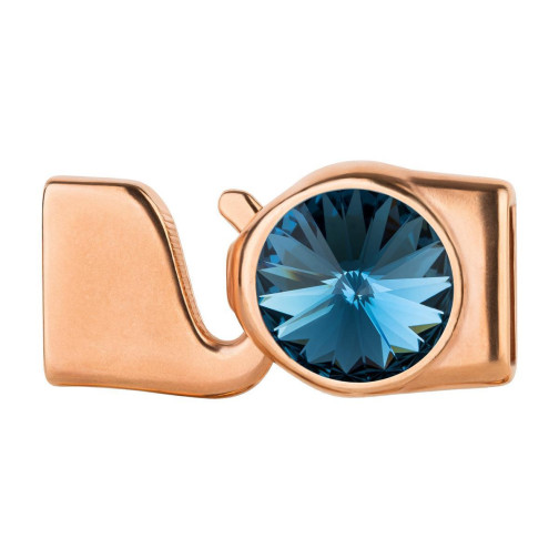 Chiusura a gancio con Rivoli 12mm Denim Blue (ID 10x2) oro rosa 24K placcato oro rosa