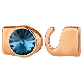 Chiusura a gancio con Rivoli 12mm Denim Blue (ID 10x2) oro rosa 24K placcato oro rosa