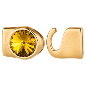 Hakenverschluss mit Rivoli 12mm Sunflower (ID 10x2) gold 24K vergoldet