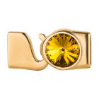 Hakenverschluss mit Rivoli 12mm Sunflower (ID 10x2) gold 24K vergoldet