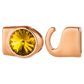 Haaksluiting met Rivoli 12mm Sunflower (ID 10x2) rosegoud 24K rosé verguld