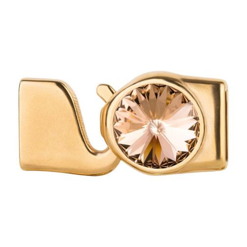 Hakenverschluss mit Rivoli 12mm Light Peach (ID 10x2) gold 24K vergoldet