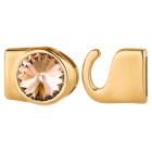 Hakenverschluss mit Rivoli 12mm Light Peach (ID 10x2) gold 24K vergoldet