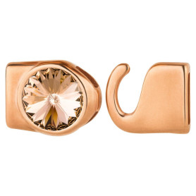 Hakenverschluss mit Rivoli 12mm Light Peach (ID 10x2) rosegold 24K rosé vergoldet