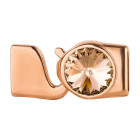 Hakenverschluss mit Rivoli 12mm Light Peach (ID 10x2) rosegold 24K rosé vergoldet