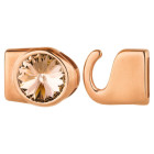 Hakenverschluss mit Rivoli 12mm Light Peach (ID 10x2) rosegold 24K rosé vergoldet