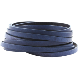 Flat leather strap Vintage Style Dark Blue 5x2mm