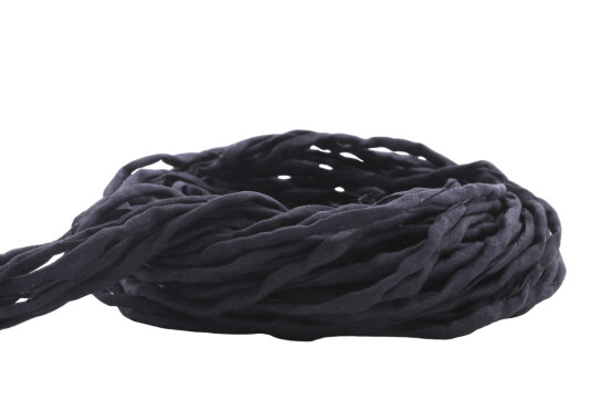 Hand dyed Habotai silk ribbon Black ø3mm