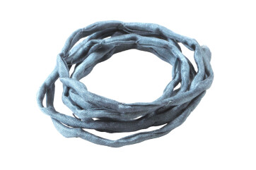 Hand dyed Habotai silk ribbon Grey-blue ø3mm