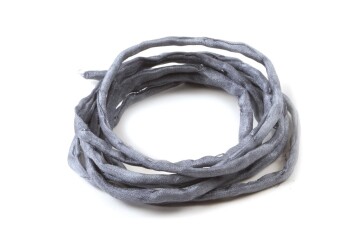 Hand dyed Habotai silk ribbon Grey ø3mm