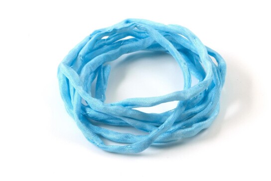 Hand dyed Habotai silk ribbon Sky Blue ø3mm