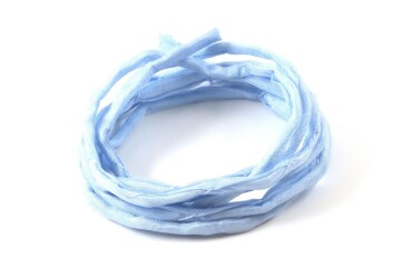 Hand dyed Habotai silk ribbon Light Blue ø3mm