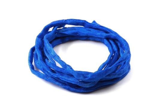Hand dyed Habotai silk ribbon Cobalt Blue ø3mm