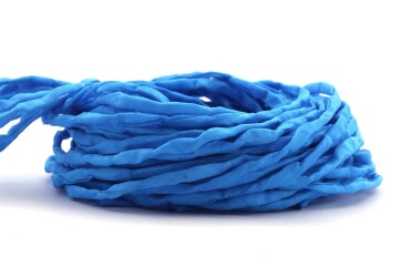Hand dyed Habotai silk ribbon Sapphire ø3mm