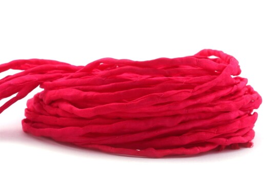 Handgefärbtes Habotai-Seidenband Rot ø3mm