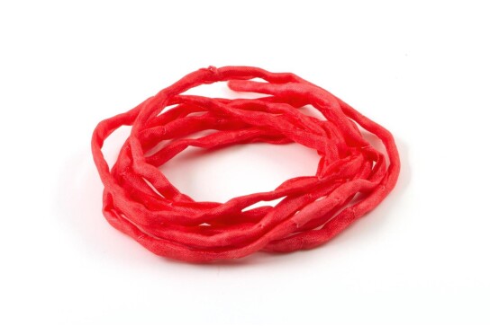 Hand dyed Habotai silk ribbon Light Red ø3mm
