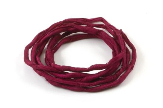 Hand dyed Habotai silk ribbon Bordeaux ø3mm