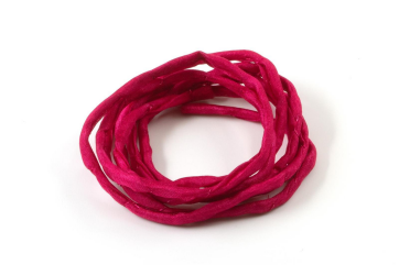 Hand dyed Habotai silk ribbon Raspberry ø3mm