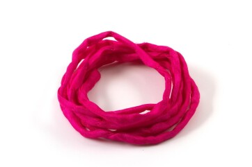 Hand dyed Habotai silk ribbon Fuchsia ø3mm
