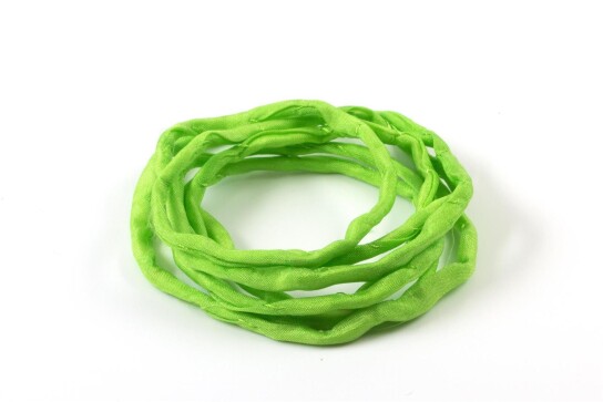 Hand dyed Habotai silk ribbon Apple Green ø3mm