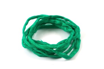 Hand dyed Habotai silk ribbon Grass Green ø3mm