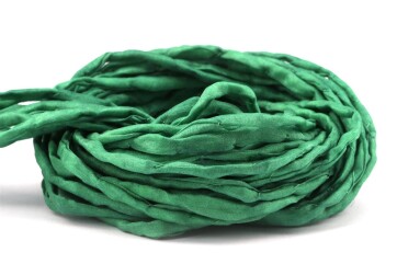 Hand dyed Habotai silk ribbon Leaf Green ø3mm