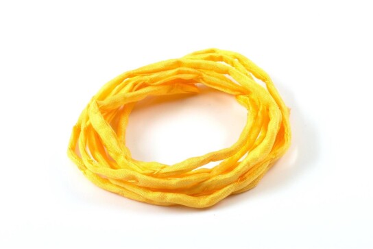 Handgefärbtes Habotai-Seidenband Gelb ø3mm