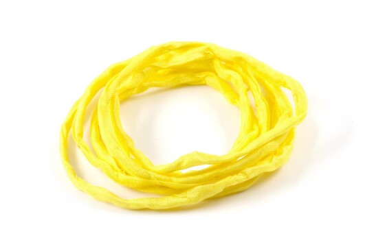 Hand dyed Habotai silk ribbon Lemon Yellow ø3mm