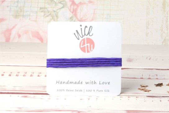 Handgefärbtes Habotai-Seidenband Blauviolett ø3mm