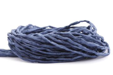 Handgefärbtes Habotai-Seidenband Jeansblau ø3mm
